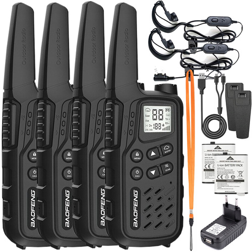 ZESTAW 4x Krótkofalówka Walkie-talkie Baofeng BF-25E Black PMR podkanały
