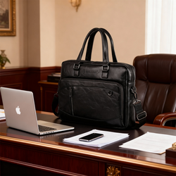 Klasyczna biznesowa torba męska na laptopa 15,6'' cala z Eco Skóry Baltan Office czarna