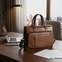Klasyczna biznesowa torba męska na laptopa 15,6'' cala z Eco Skóry Baltan Office brązowa