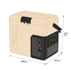 Lodówka turystyczna z kompresorem Yolco ET18 SAND 17L Bluetooth 5.0 + bateria modułowa