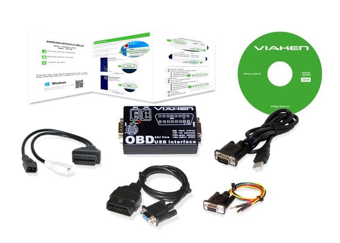 Interfejs diagnostyczny USB VAG KKL + kable: OBD1, OBD2, PINY