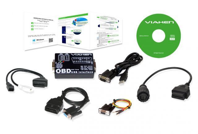 Interfejs diagnostyczny VAG USB KK + kable: OBD1, OBD2, LT, piny