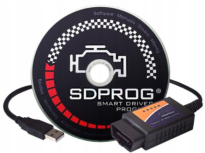 BOX Kabel ELM327 USB OBD2 + program SDPROG PL